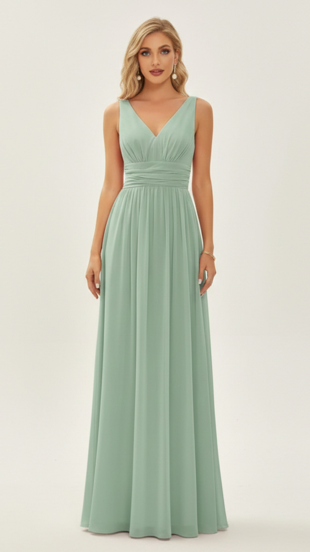 Elowen | Women's Formal Day Dress With V-Neck And Ruched Waist | Elegant