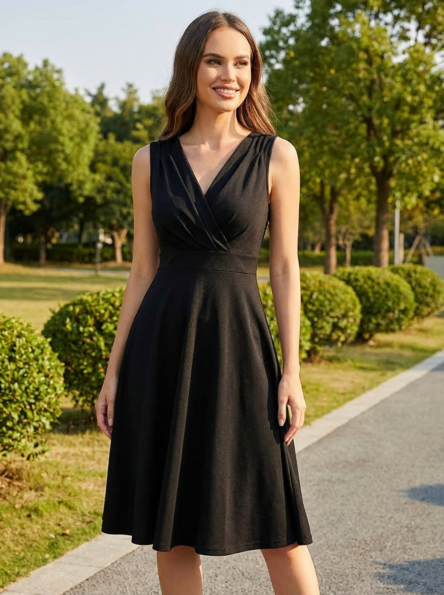 Emilia | Women V-Neck Cocktail Dress With Structured Bust And Feminine Shape | Luxe Style