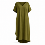 Emilia | Women's Day Dress With Flowy V Neck Design And Relaxed Midi Silhouette | Casual