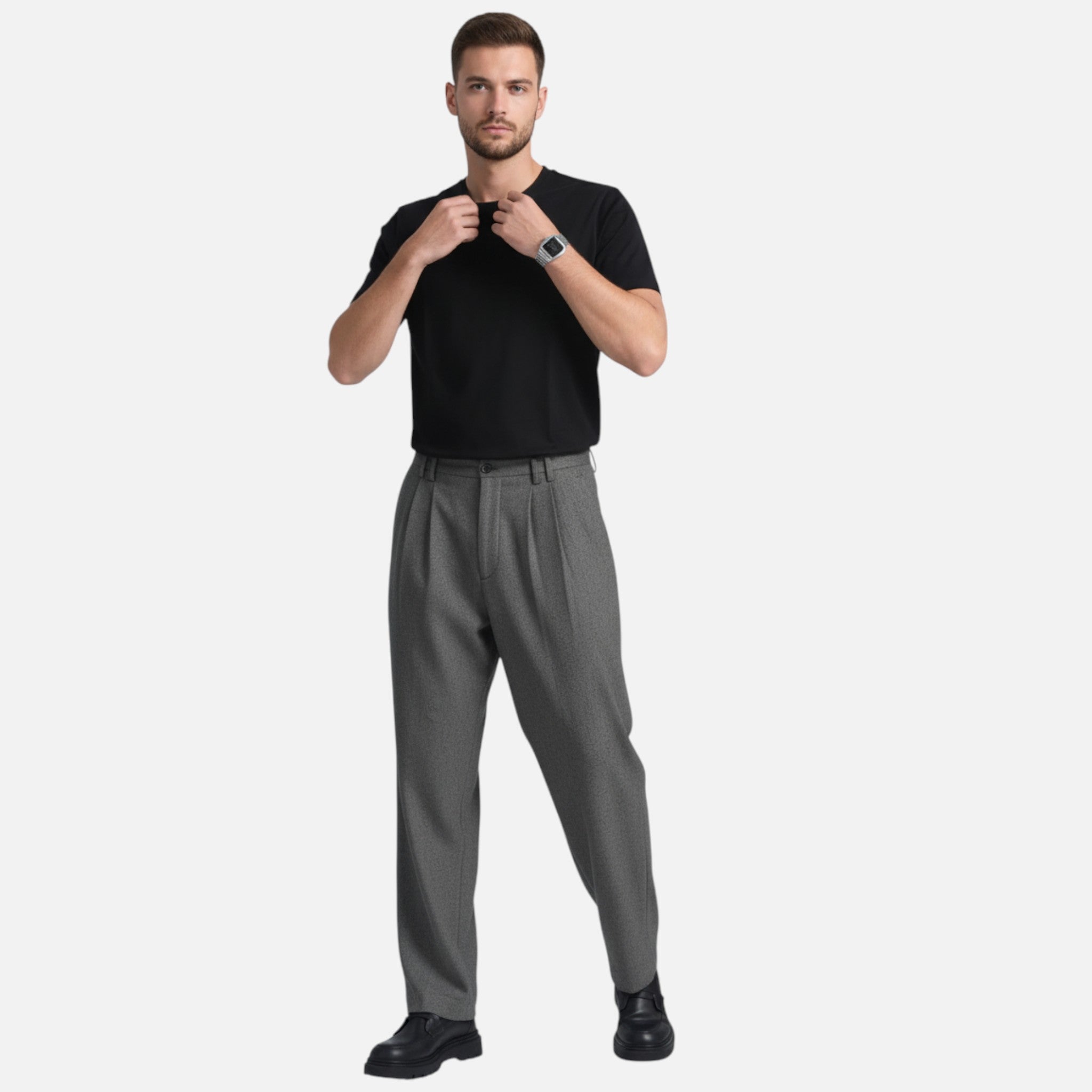 Ethan | Men's Pleated High-Waist Trousers With Pockets | Classic