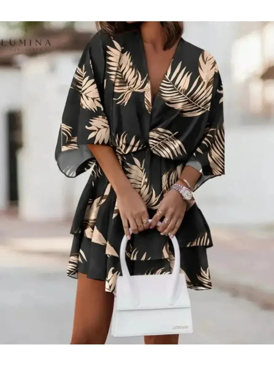 Harper | Women’s Floral Dress With V-Neckline And Tie Waist