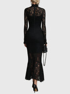 Harper | Women's Prom Dress With High Neckline And Long Lace Sleeves