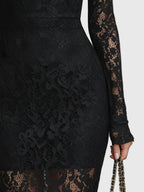 Harper | Women's Prom Dress With High Neckline And Long Lace Sleeves