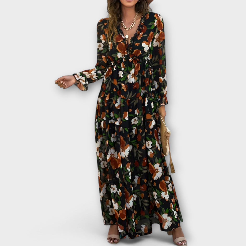 Helen | Women’s Formal Dress With Floral Print And Long Sleeves | Elegant