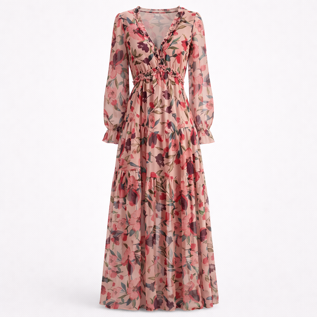 Helen | Women’s Formal Dress With Floral Print And Long Sleeves | Elegant
