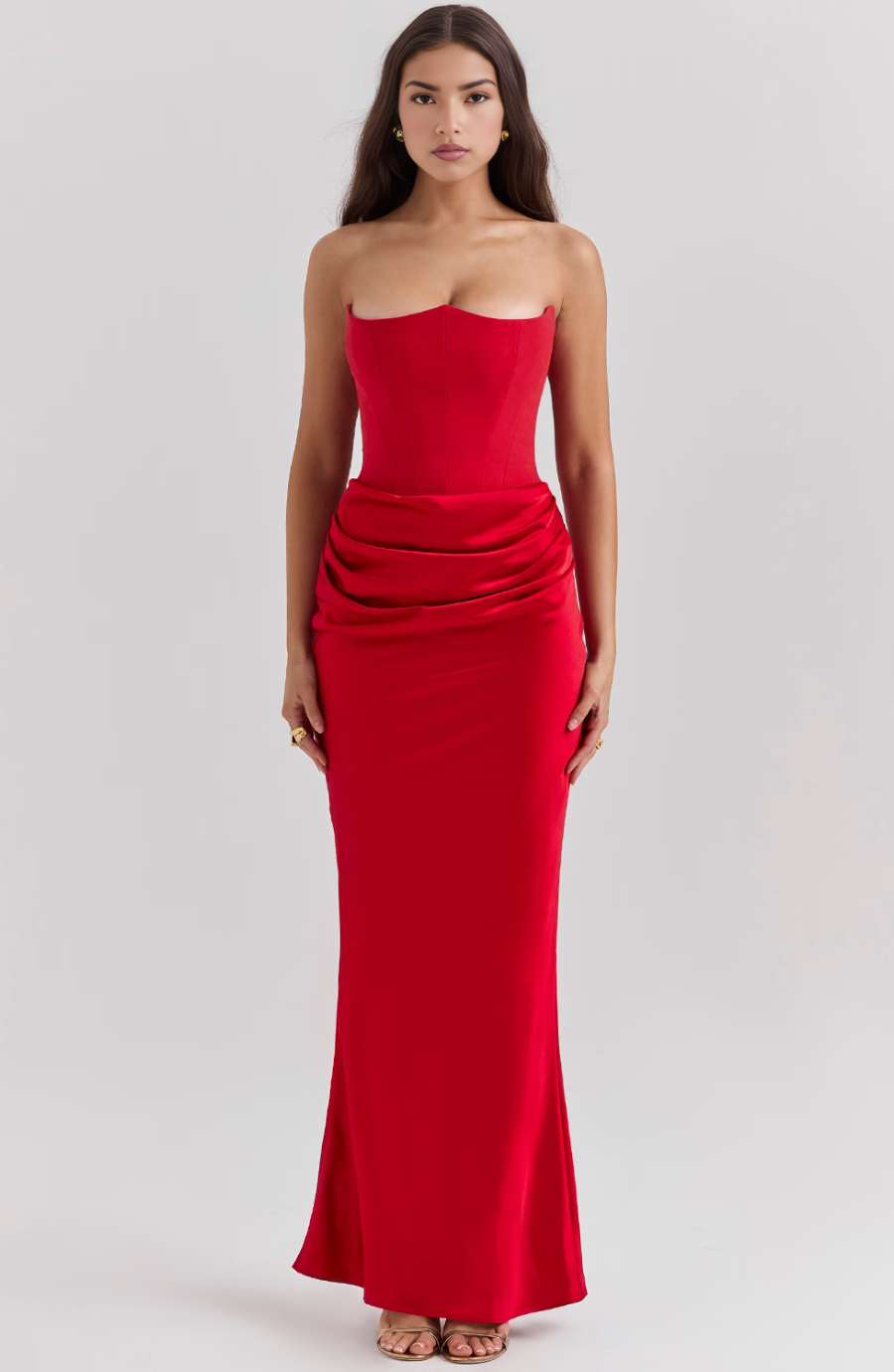Hera | Women's Cocktail Dress With Strapless Satin Design And Elegant Draped Silhouette | Party