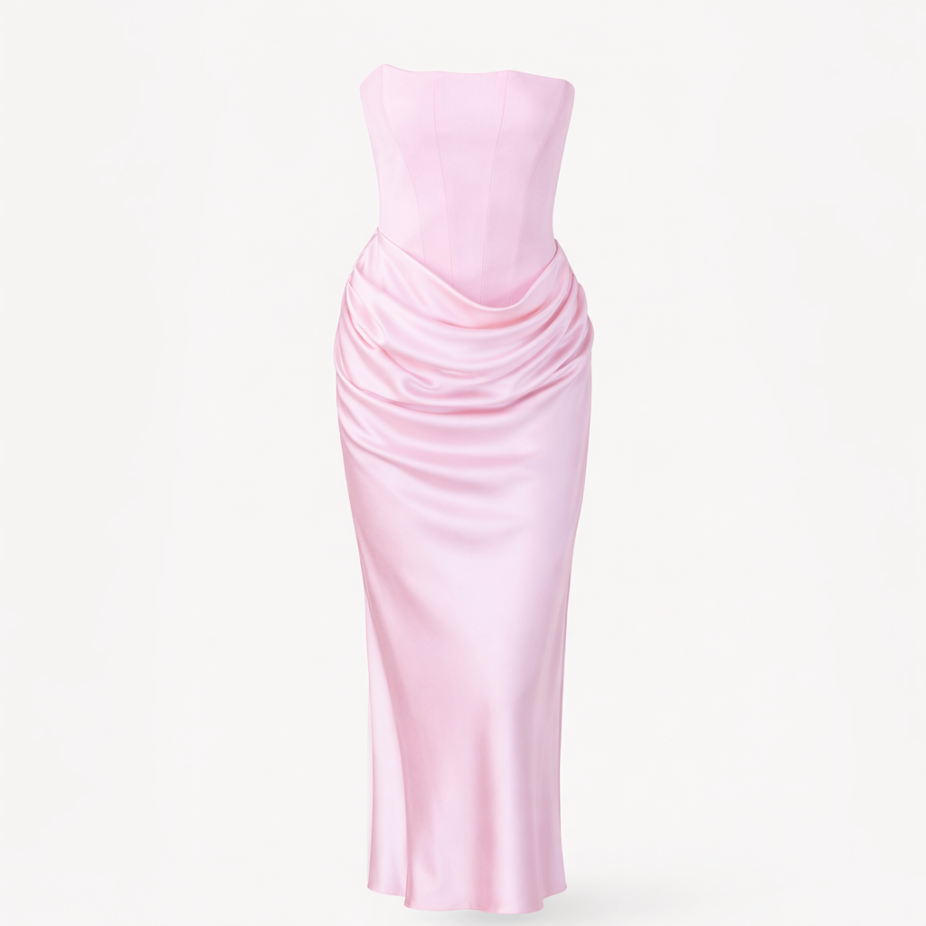 Hera | Women's Cocktail Dress With Strapless Satin Design And Elegant Draped Silhouette | Party