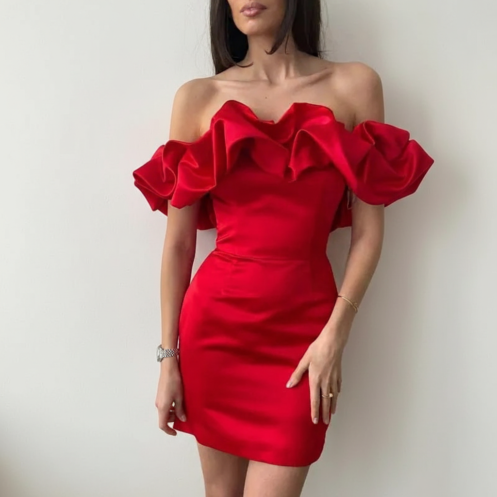 Irene | Women Cocktail Dress With Ruched Bodice And Flowy Skirt | Party Style