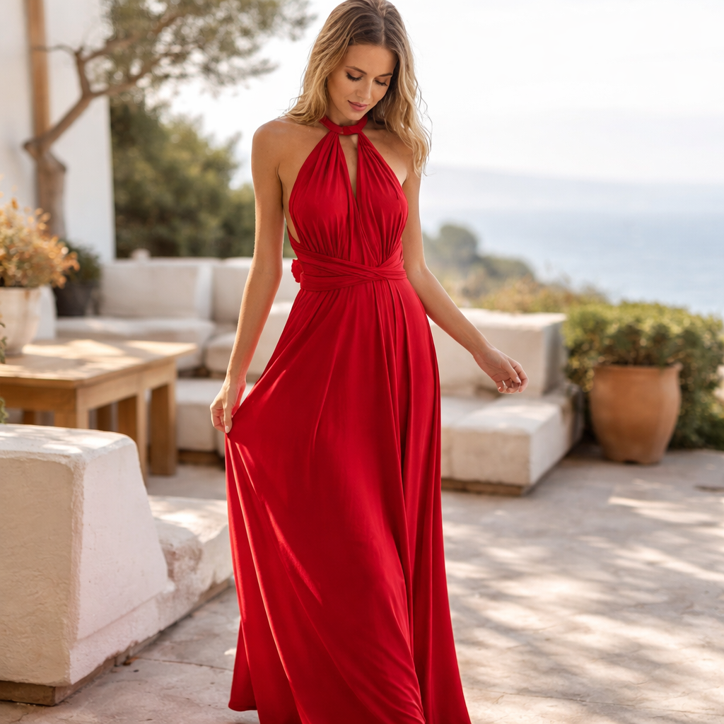 Irma | Women’s Graduation Dress With Halter Neck And Wrap Waist | Elegant