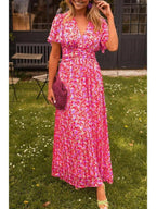 Maribel | Women's Wedding Guest Dress With Flutter Sleeves And Floral Print