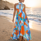 Isla | Women’s Formal Dress With Halter Neckline And Pleated Maxi Design | Elegant