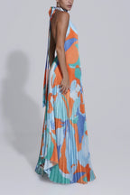 Isla | Women’s Formal Dress With Halter Neckline And Pleated Maxi Design | Elegant