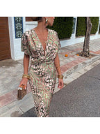 Isolde | Women's Wedding Guest Dress With Deep V-Neckline And Twisted Waist Detail