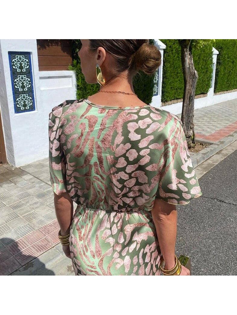 Isolde | Women's Wedding Guest Dress With Deep V-Neckline And Twisted Waist Detail