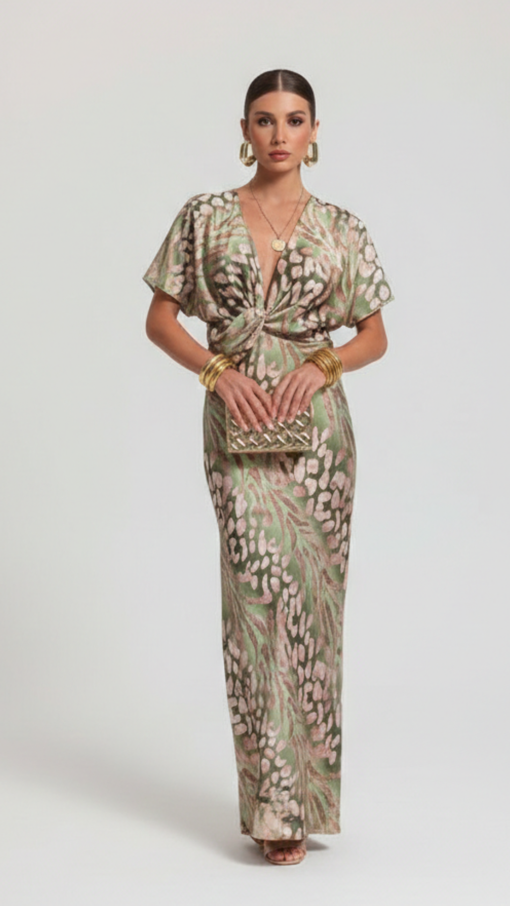 Isolde | Women's Wedding Guest Dress With Deep V-Neckline And Twisted Waist Detail