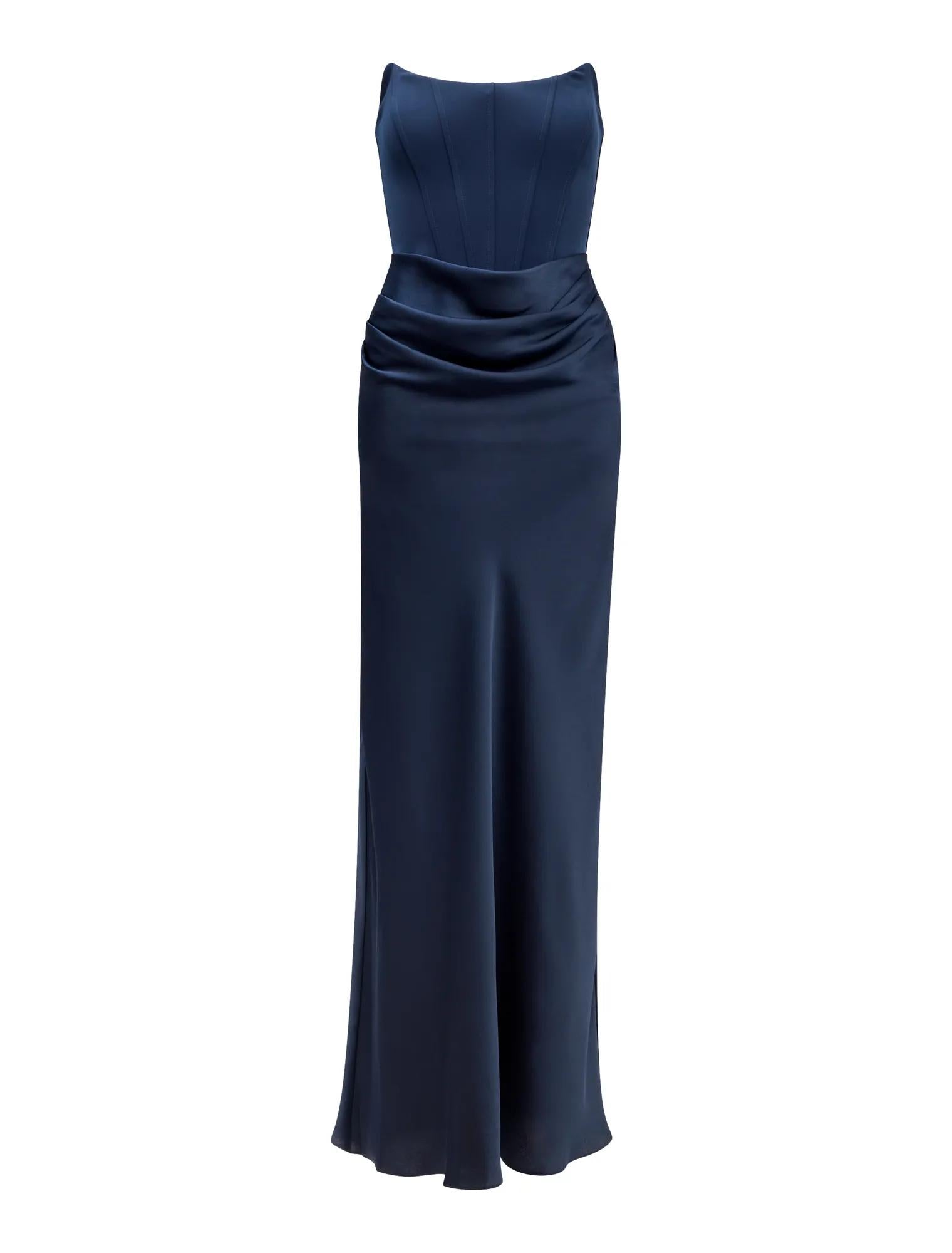 Isra | Women's Cocktail Dress With Strapless Drape Design And Elegant Maxi Silhouette | Party