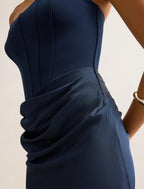 Isra | Women's Cocktail Dress With Strapless Drape Design And Elegant Maxi Silhouette | Party