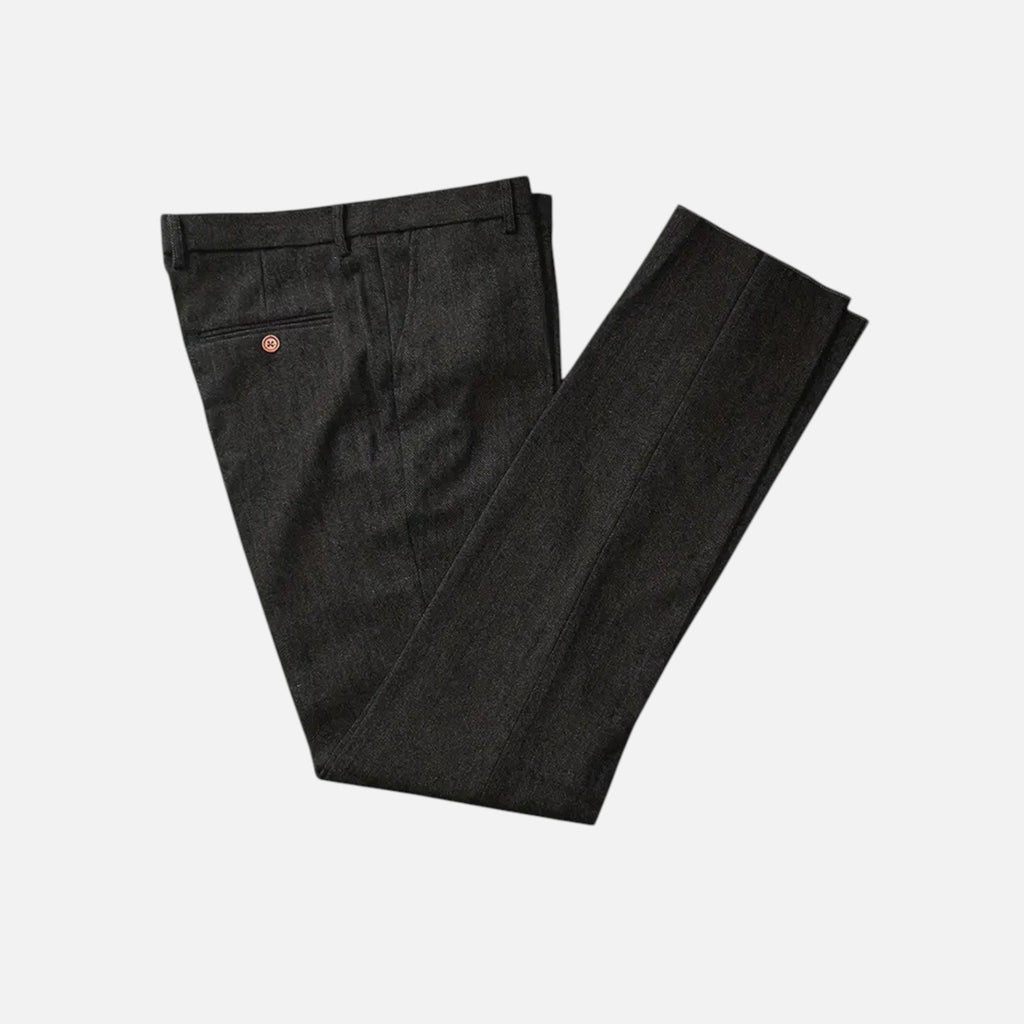 Jackson | Men’s Herringbone Trousers With Pleats And Pockets | Formal
