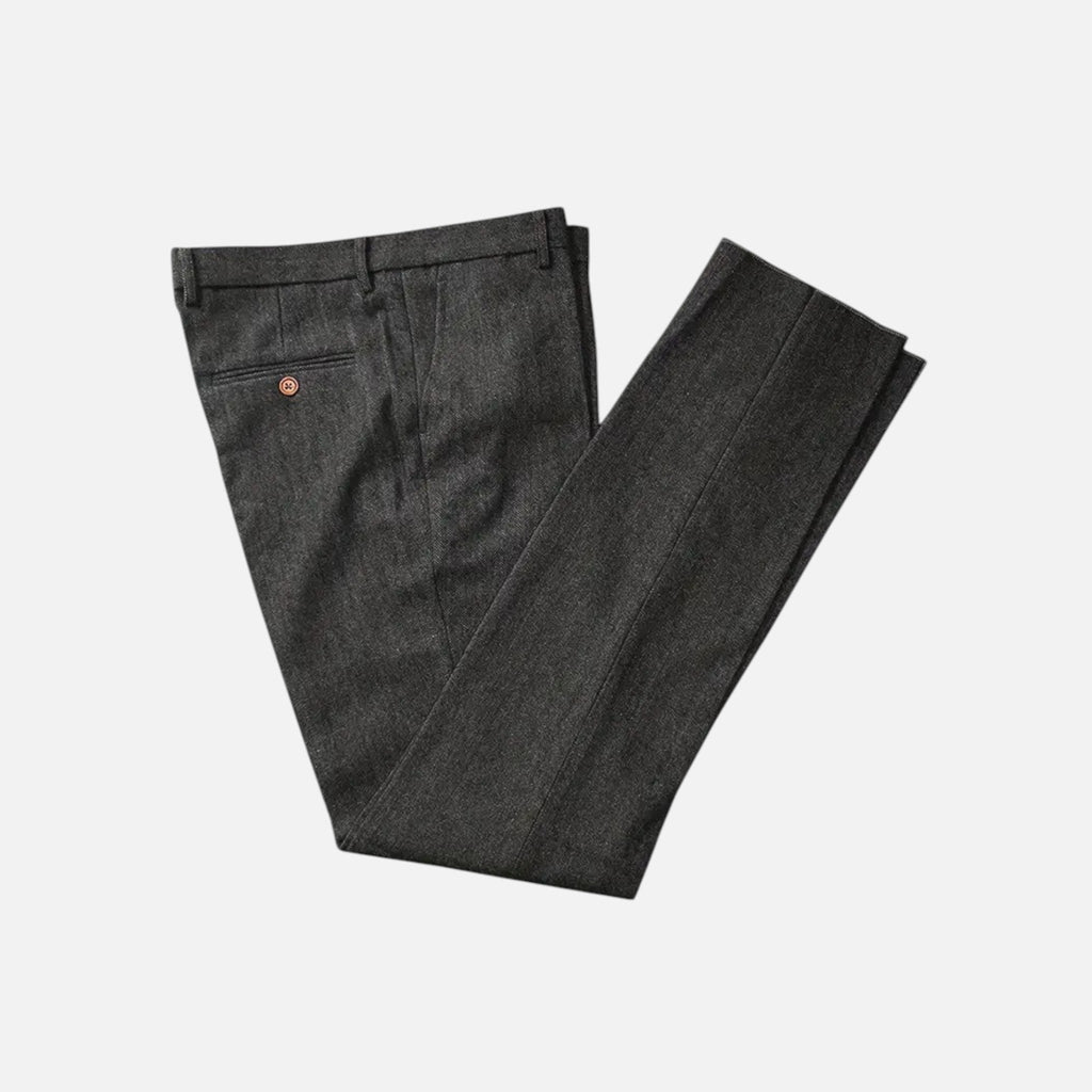 Jackson | Men’s Herringbone Trousers With Pleats And Pockets | Formal