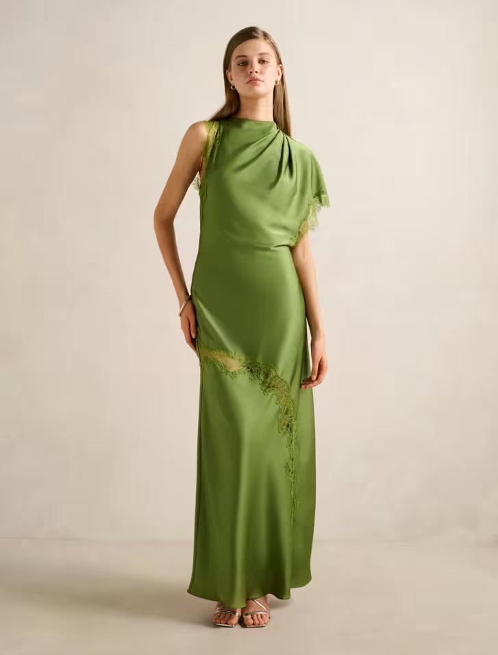 Kody | Women's Cocktail Dress With Satin Lace Asymmetric Design And Elegant Maxi Silhouette | Party