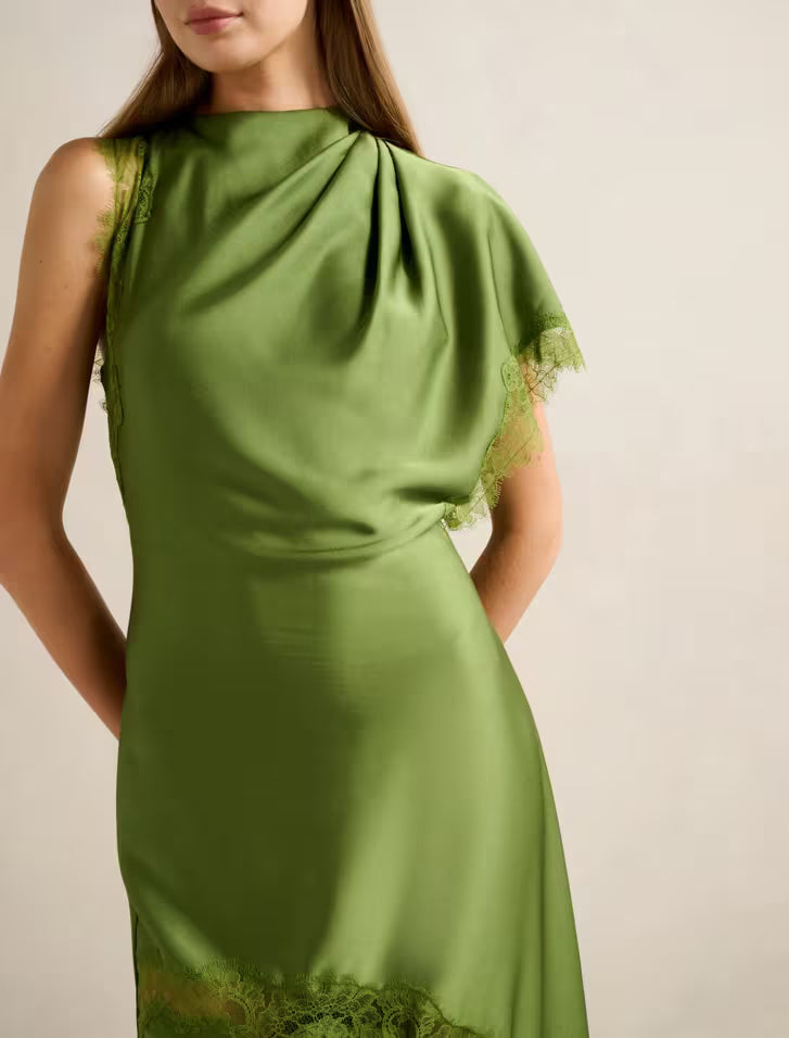 Kody | Women's Cocktail Dress With Satin Lace Asymmetric Design And Elegant Maxi Silhouette | Party