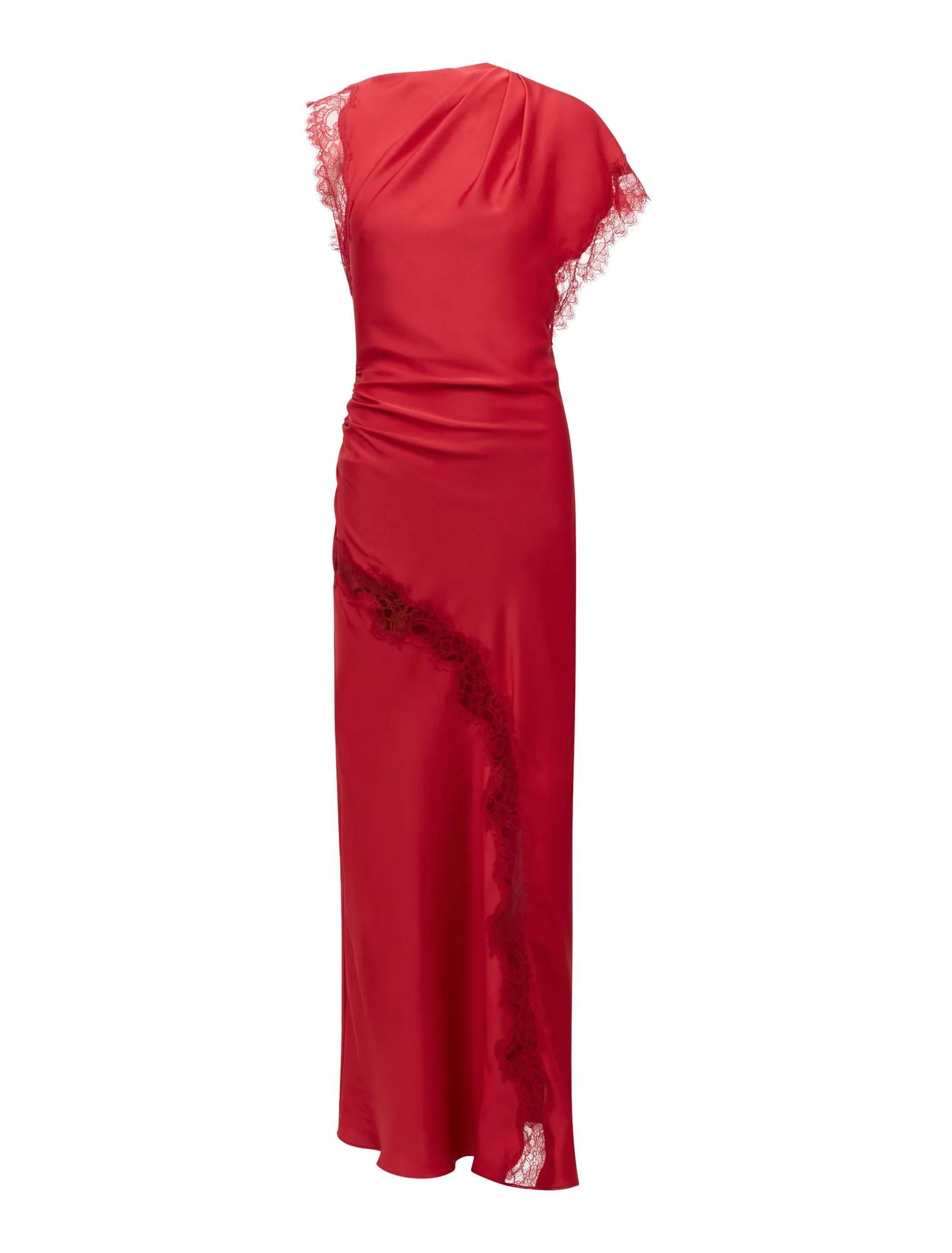 Kody | Women's Cocktail Dress With Satin Lace Asymmetric Design And Elegant Maxi Silhouette | Party