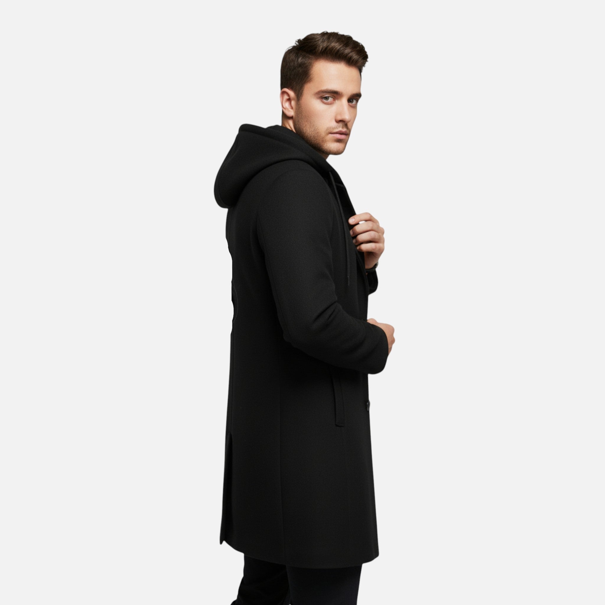 Liam | Men's Hooded Trench Coat With Pockets | Urban