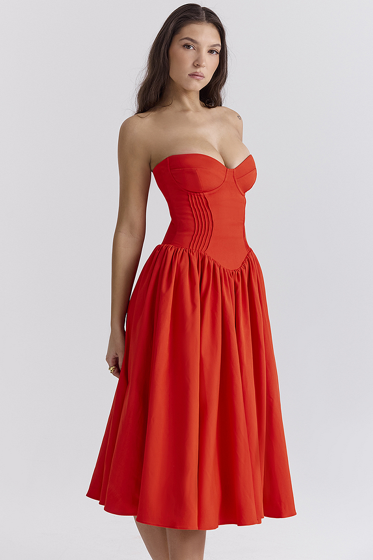 Lisa | Women Prom Dress With Strapless Corset And Pleated Hem | Chic