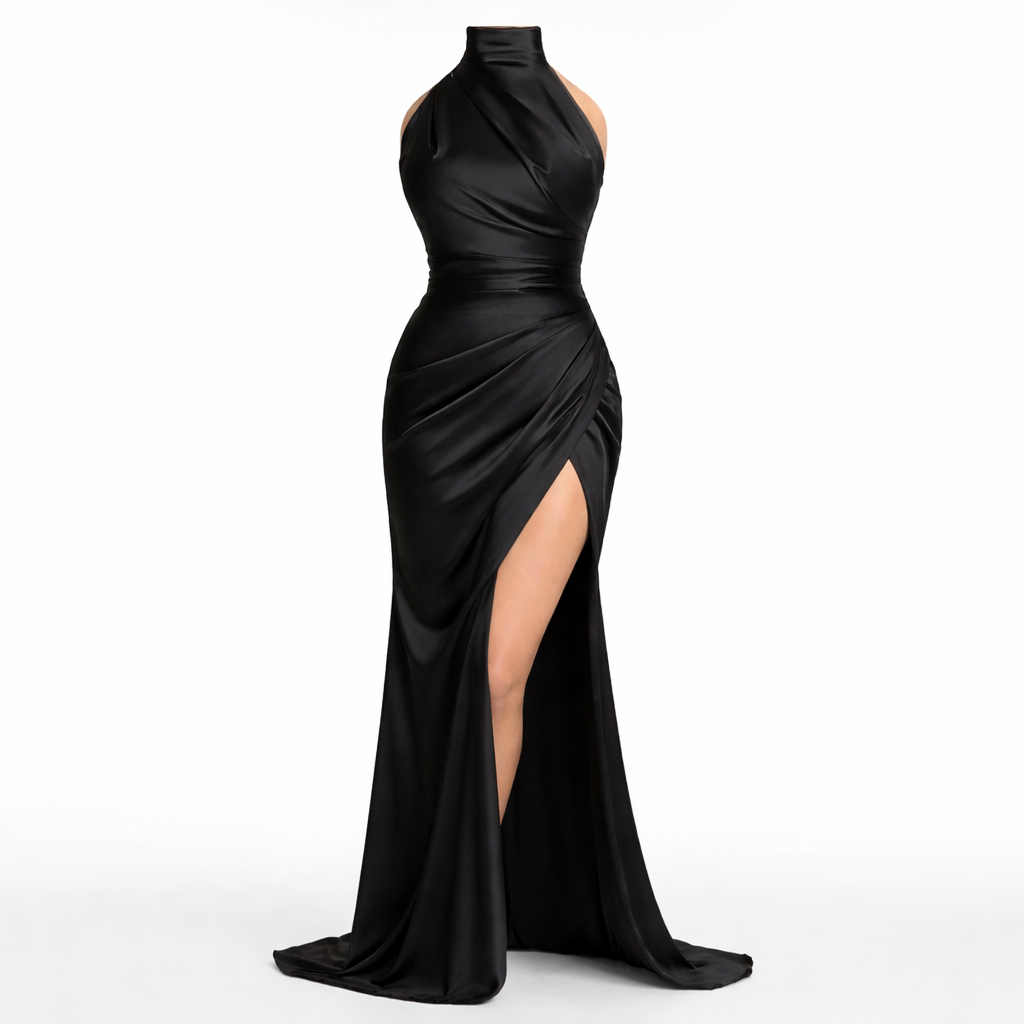 Livia | Women’s Graduation Dress With High Neck And Side Slit | Elegant