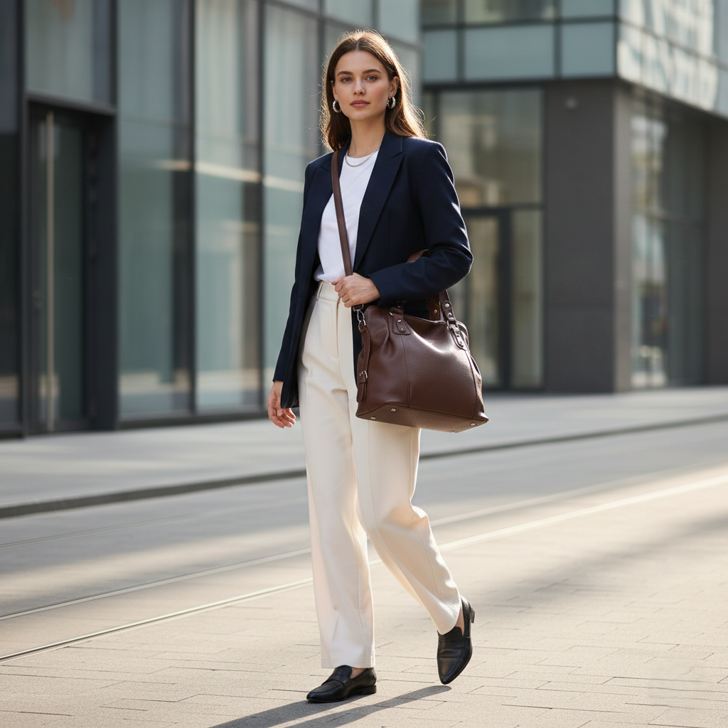 Lunelle | Women’s Handbag With Gold Buckle And Adjustable Strap | Elegant