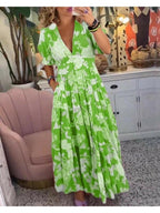 Madison | Women’s Floral Dress With V-Neckline And Flutter Sleeves