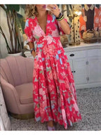 Madison | Women’s Floral Dress With V-Neckline And Flutter Sleeves