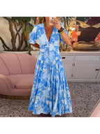 Madison | Women’s Floral Dress With V-Neckline And Flutter Sleeves