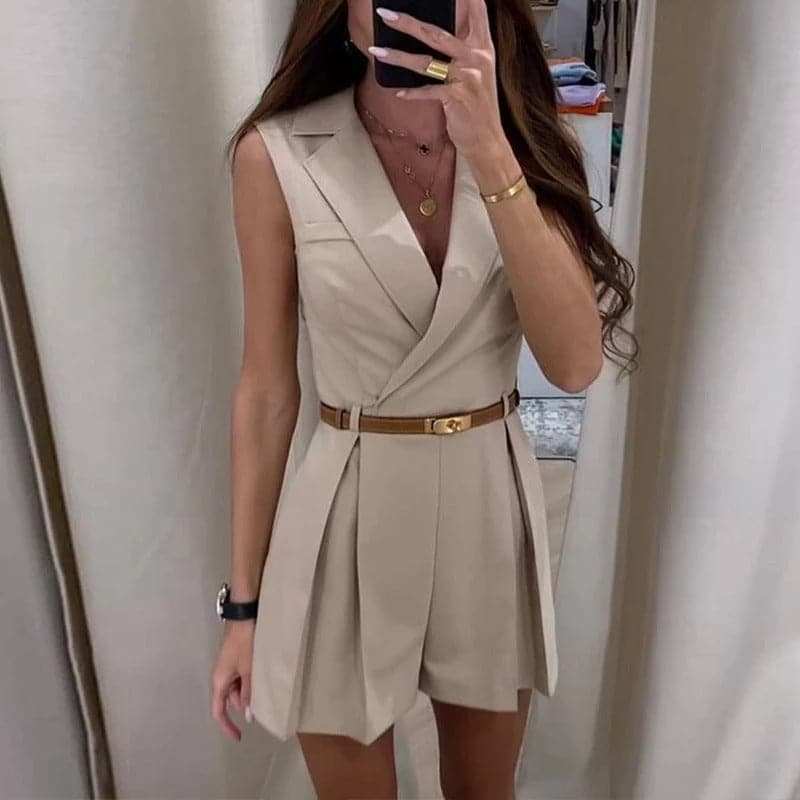 Madison | Women's Romper With Sleeveless Design And Belt