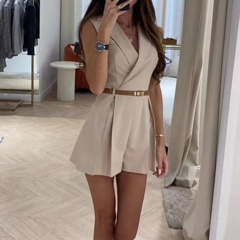 Madison | Women's Romper With Sleeveless Design And Belt