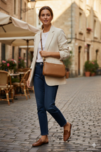 Madison | Women's Shoulder Bag With Zip Closure And Leather Strap | Glamorous