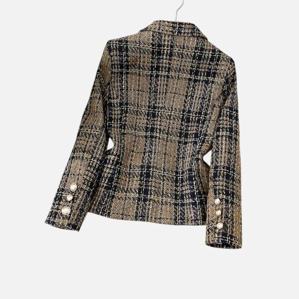 Madison | Women's Tweed Blazer With Gold Hardware And Pockets | Elegant