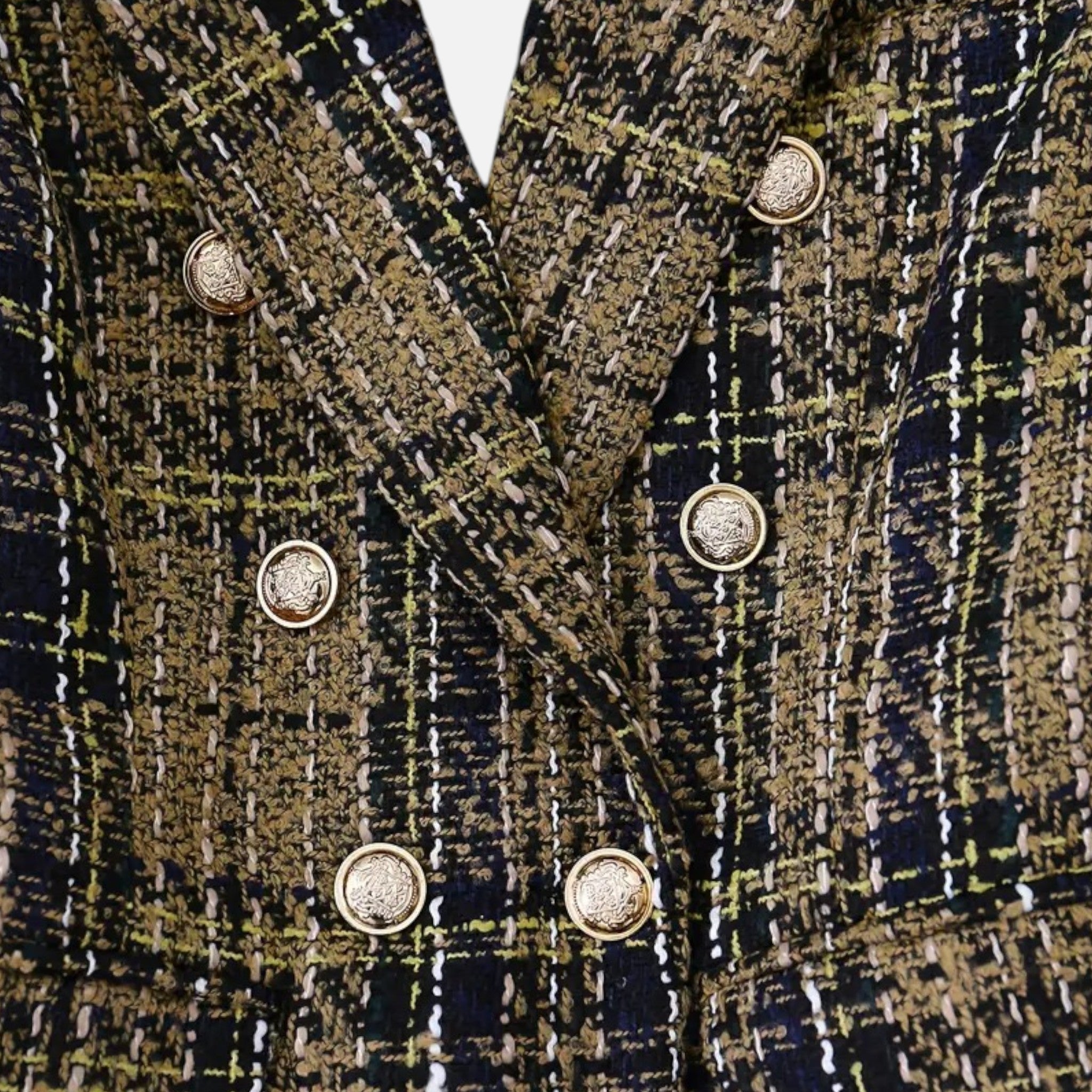 Madison | Women's Tweed Blazer With Gold Hardware And Pockets | Elegant