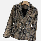 Madison | Women's Tweed Blazer With Gold Hardware And Pockets | Elegant