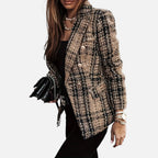 Madison | Women's Tweed Blazer With Gold Hardware And Pockets | Elegant