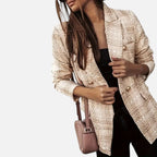 Madison | Women's Tweed Blazer With Gold Hardware And Pockets | Elegant