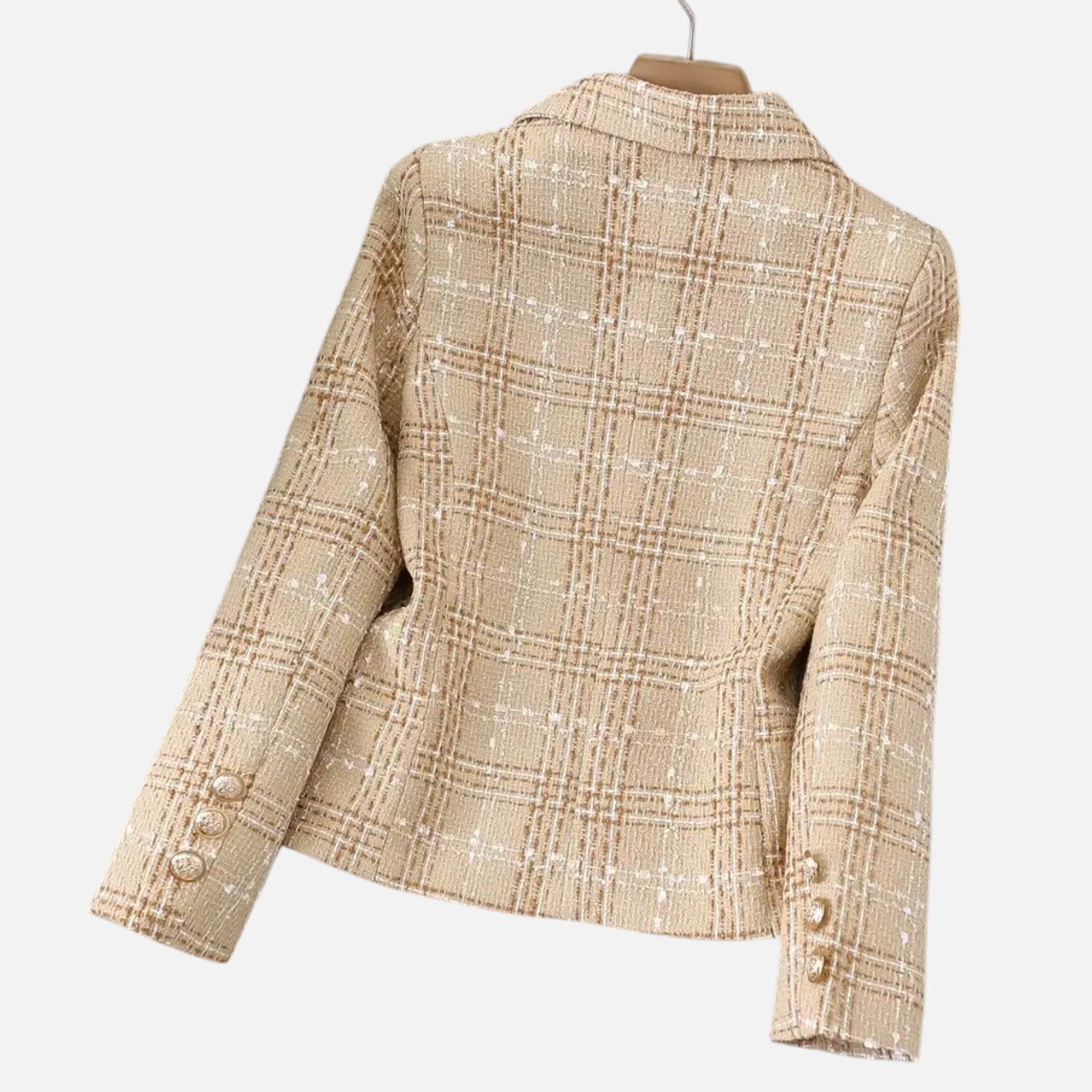 Madison | Women's Tweed Blazer With Gold Hardware And Pockets | Elegant
