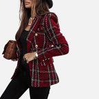 Madison | Women's Tweed Blazer With Gold Hardware And Pockets | Elegant
