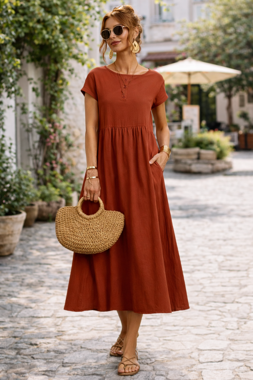 Magnolia | Women’s Day Dress With Short Sleeves And Relaxed Fit | Casual