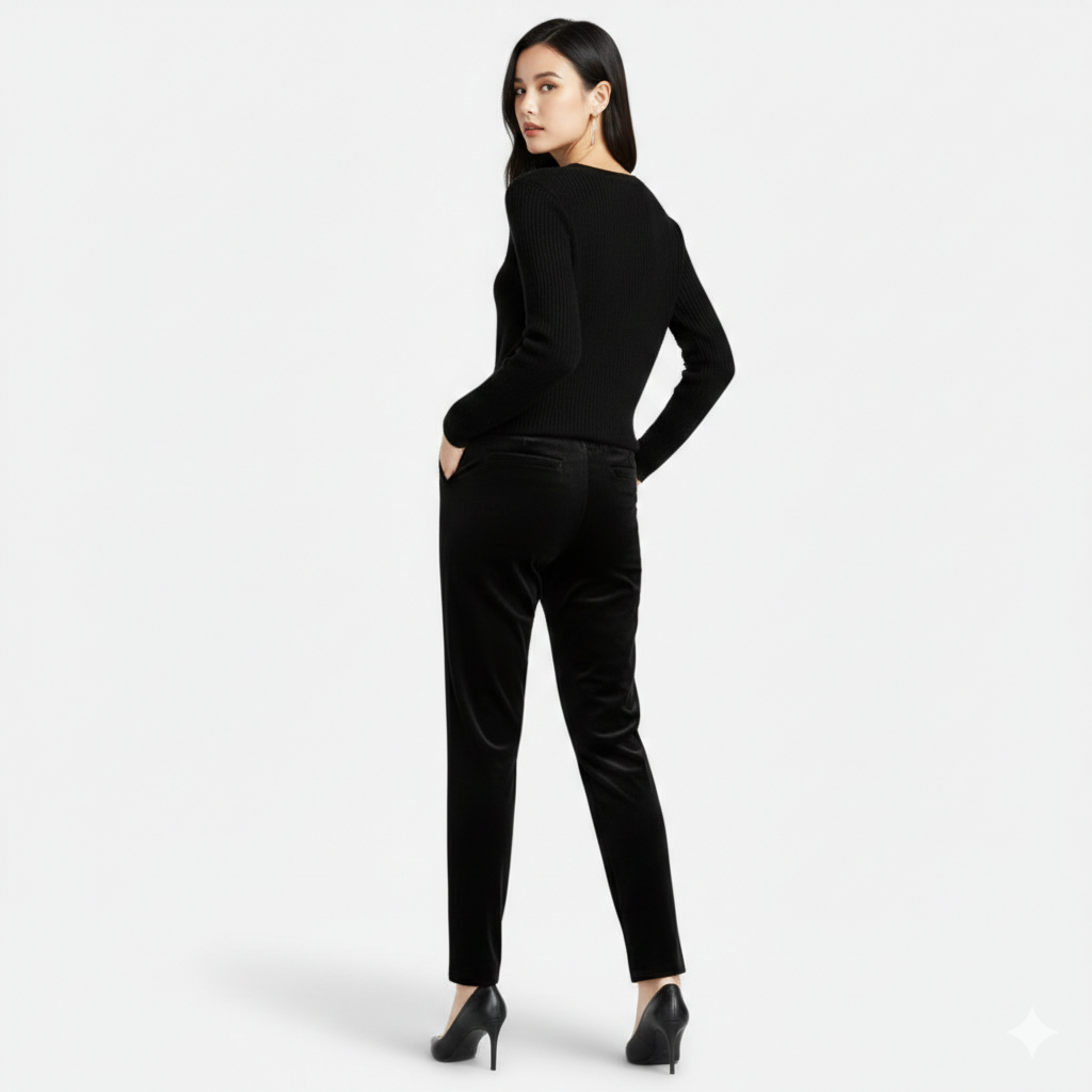 Maple & Bloom – Women’s Velvet Straight-Leg Trousers