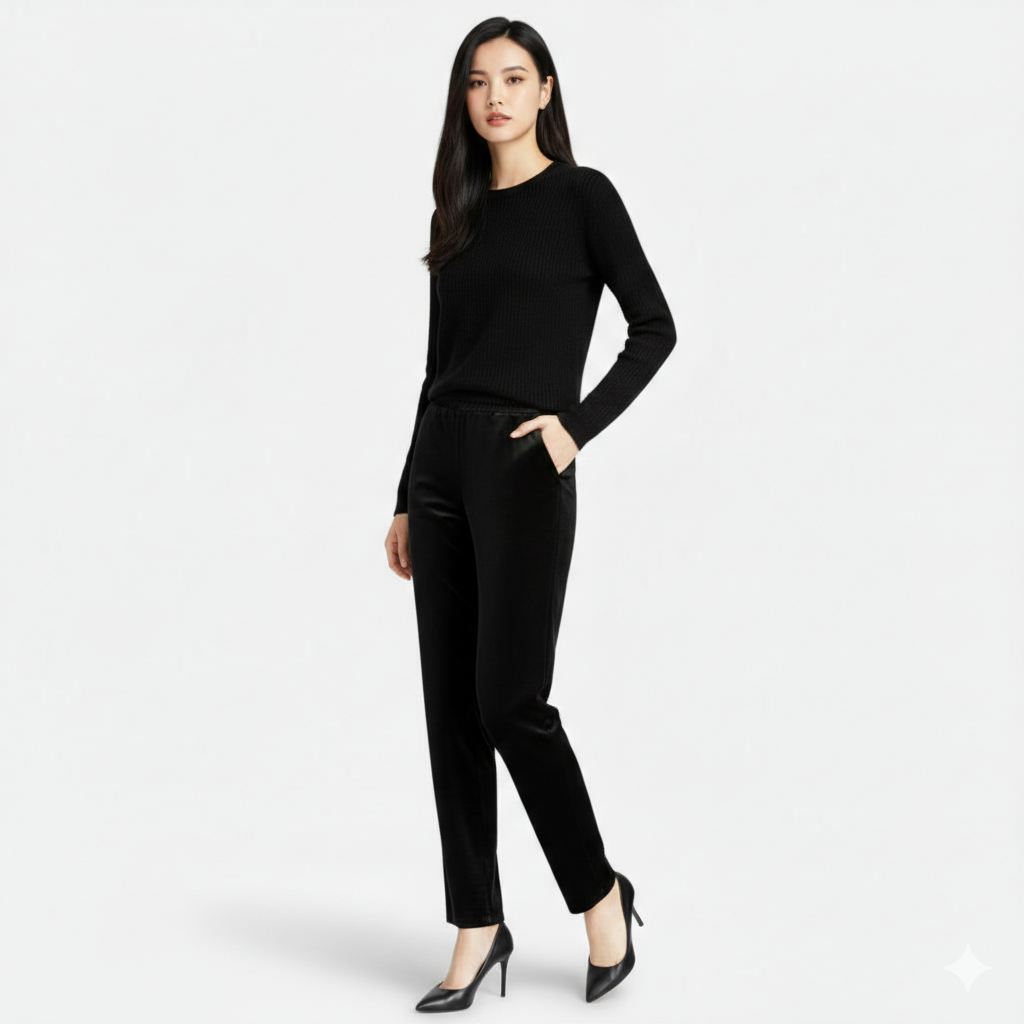 Maple & Bloom – Women’s Velvet Straight-Leg Trousers