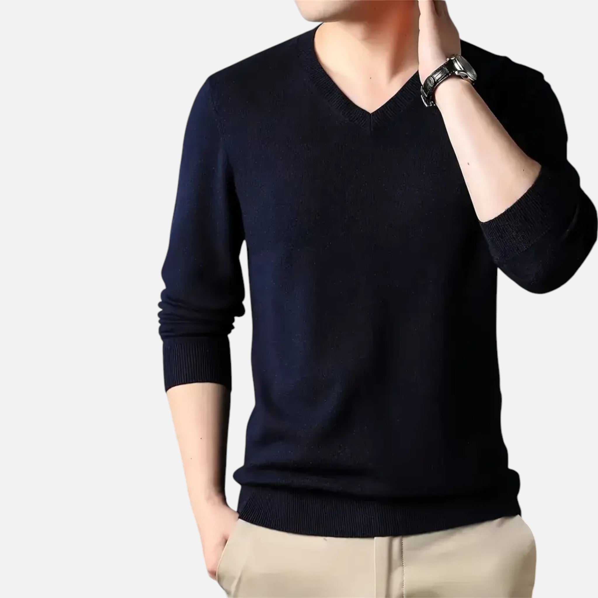 Mason | Men's Knit Cardigan With Long Sleeve And V Neck | Timeless