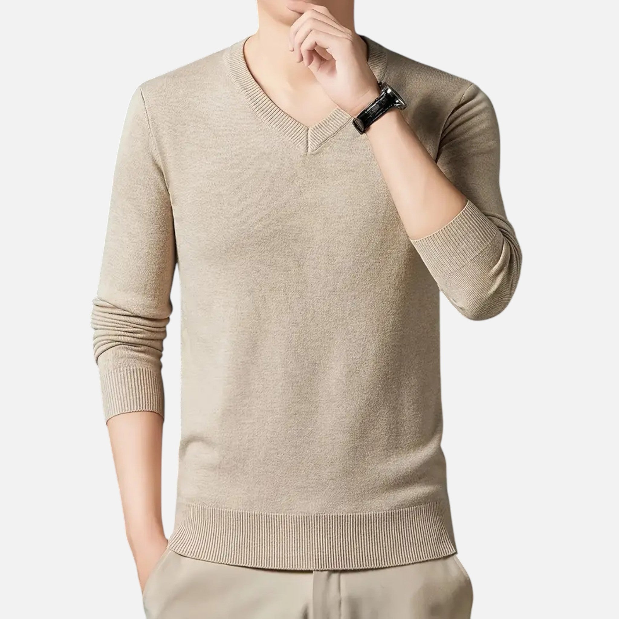 Mason | Men's Knit Cardigan With Long Sleeve And V Neck | Timeless