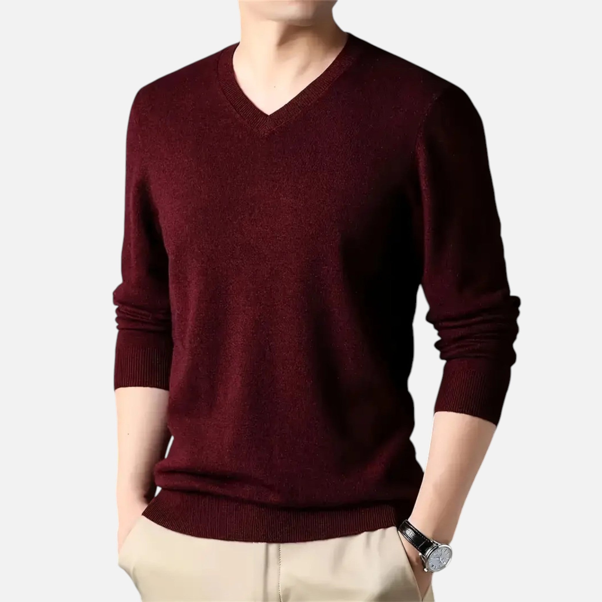 Mason | Men's Knit Cardigan With Long Sleeve And V Neck | Timeless