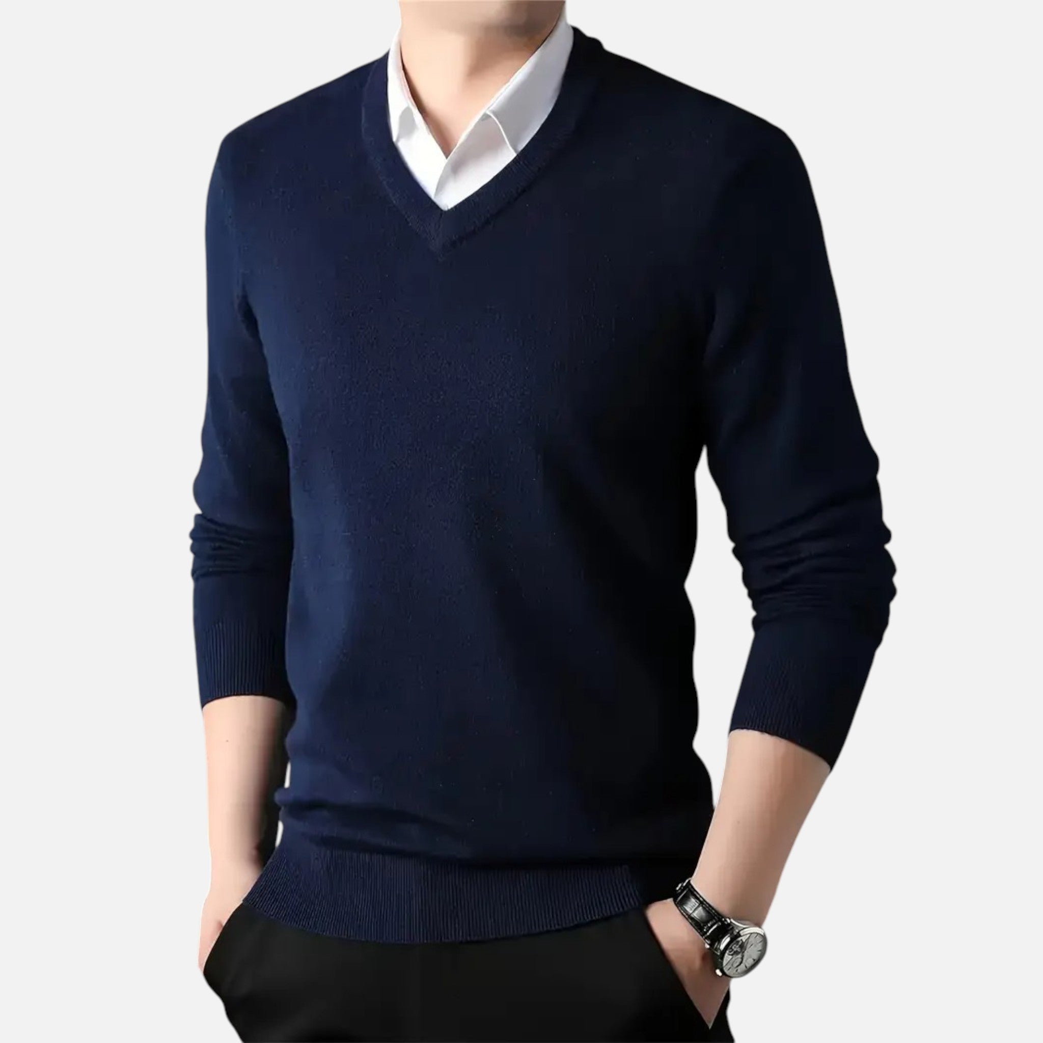 Mason | Men's Knit Cardigan With Long Sleeve And V Neck | Timeless